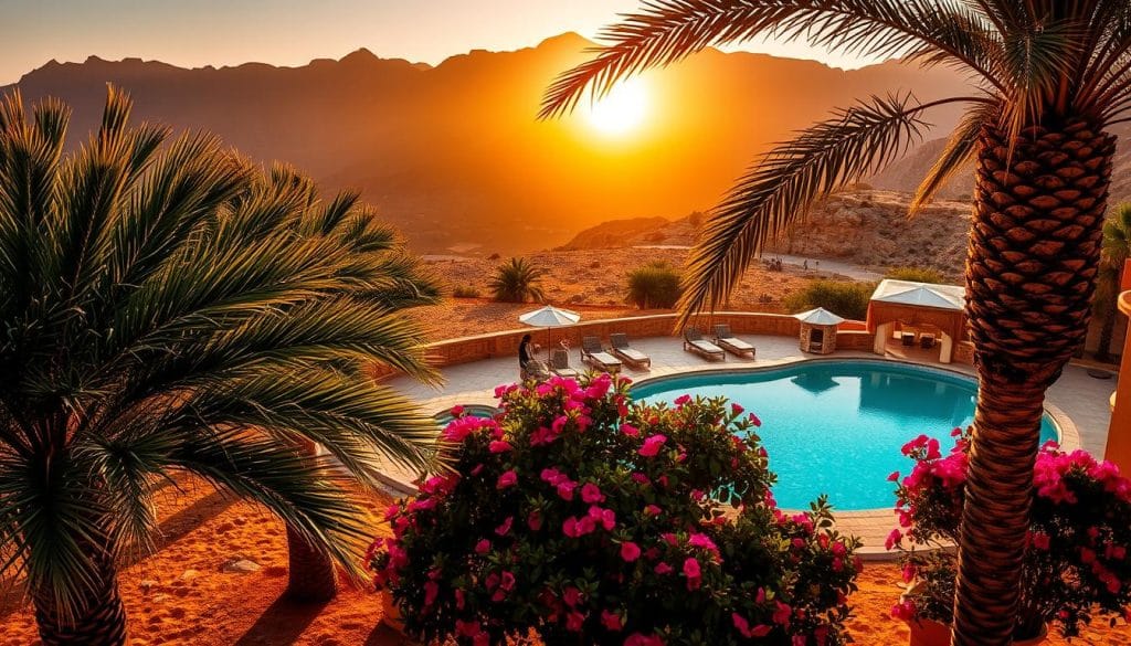A sun-drenched landscape in Djibouti, capturing the unique climate and best time to visit. In the foreground, lush palm trees sway gently, casting dappled shadows on the ochre-hued earth. In the middle ground, a tranquil oasis with a shimmering turquoise pool, surrounded by vibrant bougainvillea blooms. The background reveals a rugged, mountainous terrain, bathed in a warm, golden glow as the sun dips below the horizon, creating a breathtaking display of light and shadow. The overall scene conveys the perfect harmony of Djibouti's natural wonders, inviting visitors to immerse themselves in the captivating and comfortable climate. A sun-drenched landscape in Djibouti, capturing the unique climate and best time to visit. In the foreground, lush palm trees sway gently, casting dappled shadows on the ochre-hued earth. In the middle ground, a tranquil oasis with a shimmering turquoise pool, surrounded by vibrant bougainvillea blooms. The background reveals a rugged, mountainous terrain, bathed in a warm, golden glow as the sun dips below the horizon, creating a breathtaking display of light and shadow. The overall scene conveys the perfect harmony of Djibouti's natural wonders, inviting visitors to immerse themselves in the captivating and comfortable climate.