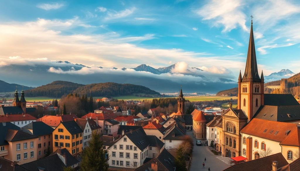A sweeping panoramic image showcasing the stunning landscapes and architectural wonders of the Czech Republic and Slovakia. In the foreground, a picturesque medieval town with cobblestone streets, charming pastel-colored buildings, and a towering cathedral spire. The middle ground features rolling hills dotted with lush forests, while the background is dominated by majestic mountain peaks shrouded in wispy clouds. The lighting is soft and warm, casting a golden glow over the scene. Captured through a wide-angle lens, the image conveys a sense of adventure and exploration, inviting the viewer to plan their journey through these captivating countries. A sweeping panoramic image showcasing the stunning landscapes and architectural wonders of the Czech Republic and Slovakia. In the foreground, a picturesque medieval town with cobblestone streets, charming pastel-colored buildings, and a towering cathedral spire. The middle ground features rolling hills dotted with lush forests, while the background is dominated by majestic mountain peaks shrouded in wispy clouds. The lighting is soft and warm, casting a golden glow over the scene. Captured through a wide-angle lens, the image conveys a sense of adventure and exploration, inviting the viewer to plan their journey through these captivating countries.